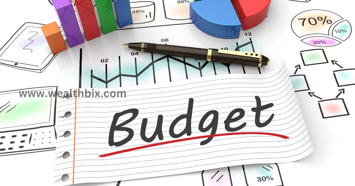 A smartphone displaying a budgeting app interface with charts and expense categories, symbolizing financial management.